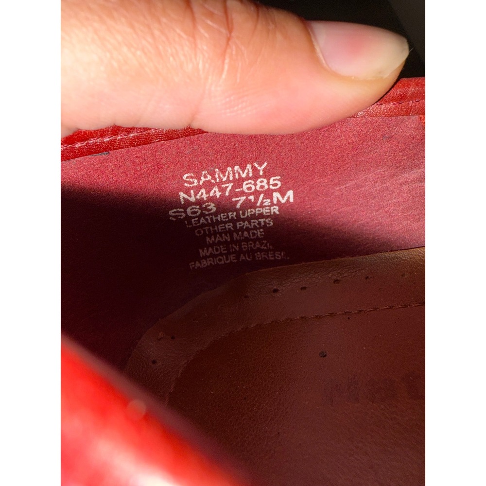 Naturalizer‎ Red Woven Leather LoafersSquare Toe Slip On Flats Brazil Womens 7.5 - Picture 8 of 8